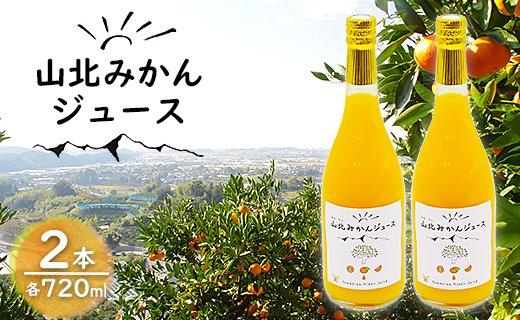 山北みかんジュース720ml2本 - 果汁100％ 高知県産 ブランドみかん 温州みかん ストレートジュース 果物 フルーツ 柑橘 オレンジ yk-0040