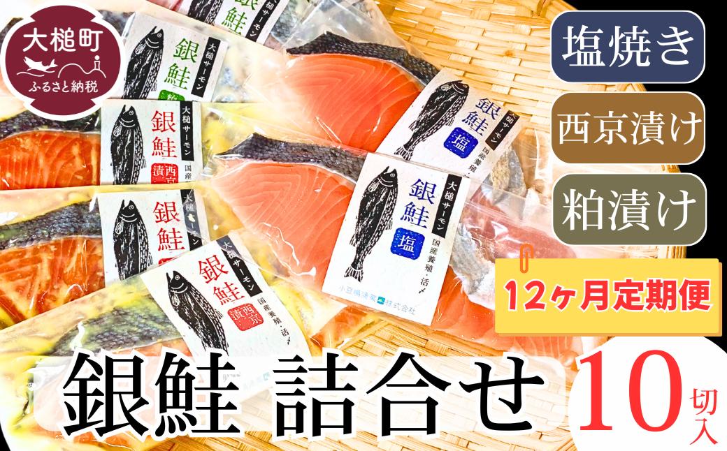 【12ヶ月定期便】岩手大槌サーモン 銀鮭切身 詰合せ (10切入)