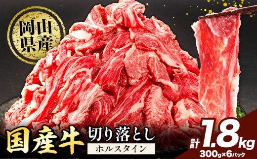 牛肉 肉 国産牛 切り落とし ホルスタイン 大容量 小分け 1.8kg(300g×6)《30日以内に出荷予定(土日祝除く)》岡山県産 岡山県 矢掛市 お肉 にく カレー 牛丼 牛肉 切り落し 小分け 切落し 牛肉 小分け 牛肉