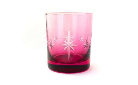 浅草切子 暮らしの硝子「明星 切立金赤」化粧箱入り_0012-147-T07