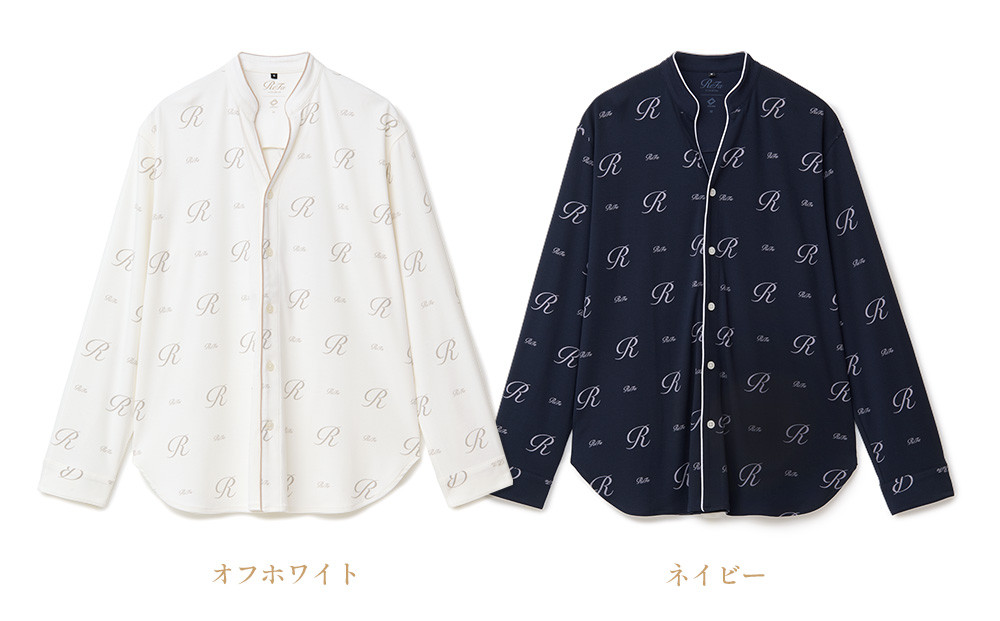 【ネイビー Lサイズ】リファ バイタルテック モイストスムース スタンドカラースリープウェア ReFaロゴ/MEN