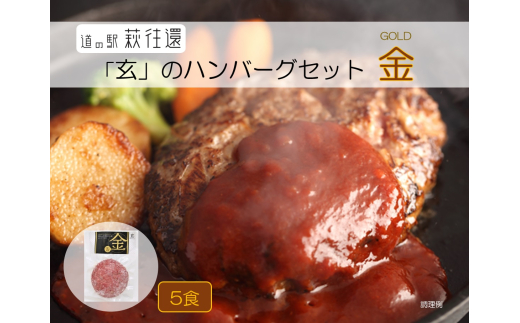 ハンバーグ セット 金 5食 道の駅 萩往還 人気レストラン 玄のハンバーグセット 見蘭牛 牛肉 デミグラスハンバーグ　｜HG000597