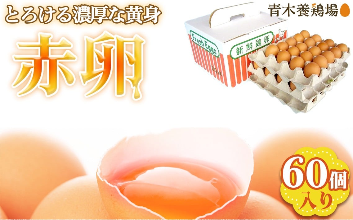 
            国産　赤卵　60個入 ／ 赤たまご 赤玉子 卵 たまご タマゴ 玉子 鶏卵 産みたて 新鮮 こだわり 上質 濃厚 卵焼き 卵かけご飯 国産 阿久比町産 愛知県 特産 No.227
          