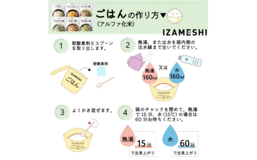 長期保存食「IZAMESHI(イザメシ)」小松菜ご飯 48個セット(1ケース)5年保存 アルファ化米【1740982】