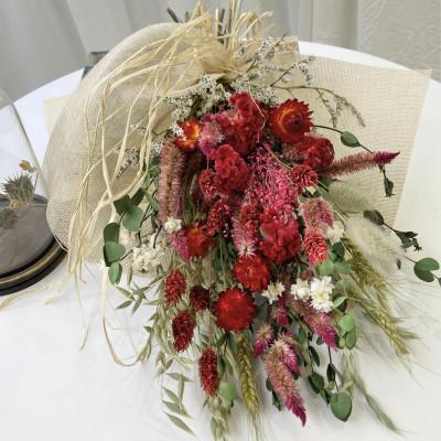 ふるさと納税 茅野市 信州八ヶ岳の麓から贈るドライフラワースワッグ M(レッド) |  | 01