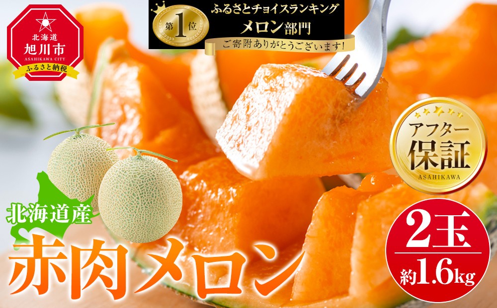 【先行予約】 北海道産赤肉メロン約1.6kg×2玉 (2024年7月中旬から発送予定) 【 果物 くだもの フルーツ 】