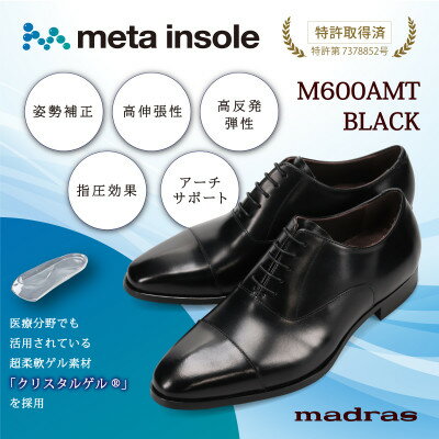 【ふるさと納税】『究極の履き心地』をご提供 metaインソール搭載紳士靴ブラック 24.5cm M600AMT【1616315】