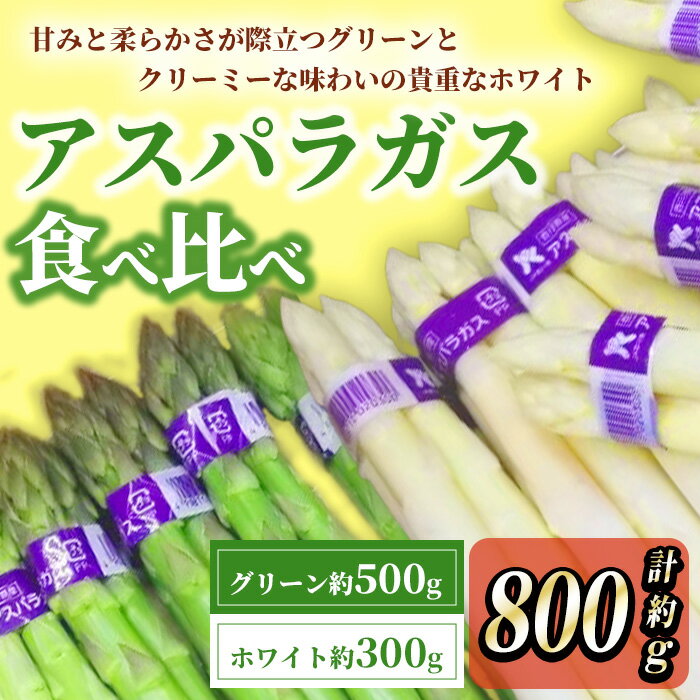 【ふるさと納税】＜期間限定！2025年3月上旬以降順次発送予定＞アスパラガス食べ比べ（約500g/グリーン・約300g/ホワイト） 国産 香川県 冷蔵 アスパラガス アスパラ グリーンアスパラ ホワイトアスパラ 歯ごたえ 甘み クリーミー 【man085】【Aglio nero】