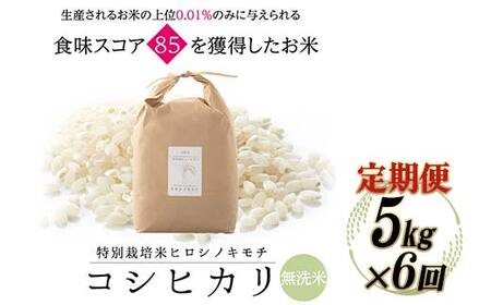 【6回定期】特別栽培米 コシヒカリ ヒロシノキモチ 無洗米 5kg 総計30kg 陽咲玲 米 お米 コメ 無洗米 ご飯 ごはん 富山県産 富山県 立山町 F6T-997