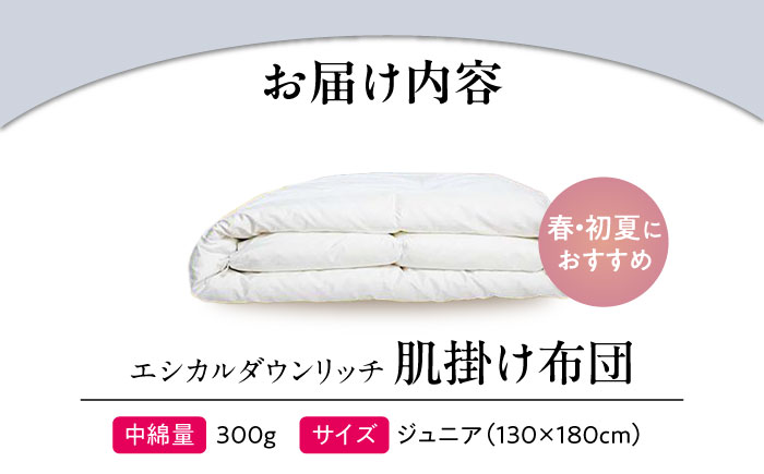 洗える 人工羽毛布団 肌掛け布団 ジュニア エシカルダウンリッチ 広島県福山市/イシケン株式会社 羽毛 布団 ふとん 肌掛け 掛け布団 掛布団 軽い 日本製 春 初夏 寝具 アレルギー対策 サステナブ
