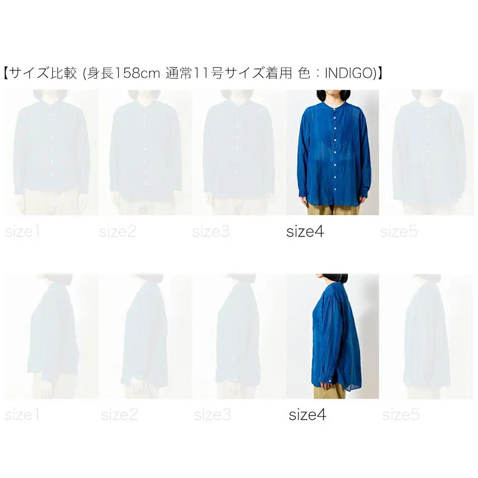 手染めシルクコットン切替シャツ サイズ4 BLACK（泥藍染）　AO042