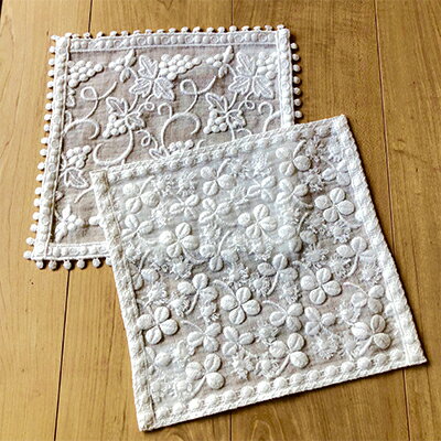【ふるさと納税】白いタオルレースハンカチ2枚組 民芸品 工芸品 小物 雑貨 ファッション 刺繍