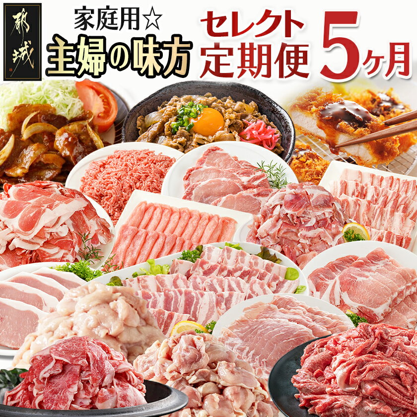 【ふるさと納税】【セレクト定期便】家庭用☆主婦の味方〜定期便(5ヶ月)≪2026年お届け≫ - セット 使い勝手抜群 小分け パック 宮崎牛 黒毛和牛 牛肉 国産 鶏肉 若鶏 宮崎県産 豚肉 切り落とし 送料無料 T76-MY01【宮崎県都城市は2年連続ふるさと納税日本一！】
