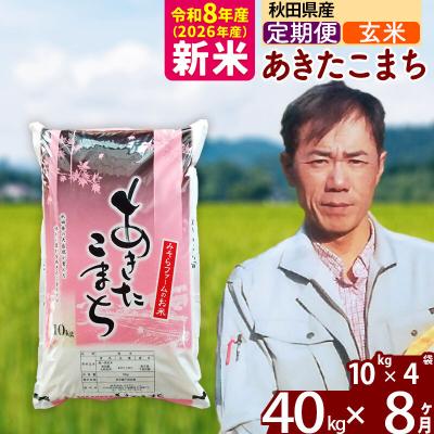 ふるさと納税 北秋田市 新米 令和8年産 《定期便8ヶ月》秋田県産あきたこまち40kg【玄米】|msrf-21108