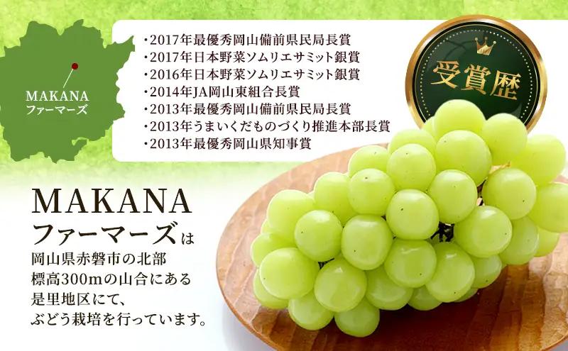 ぶどう 2026年 先行予約 シャイン マスカット 1房 700g～800g 大粒 種無し ブドウ 葡萄 岡山県 赤磐市産 国産 フルーツ 果物 ギフト MAKANAファーマーズ 果物類 シャインマス