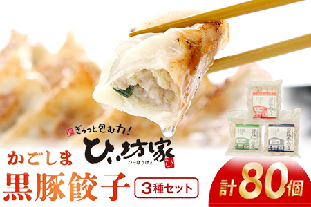 015-22 ひぃ坊家の黒豚餃子3種80個(タレ付）
