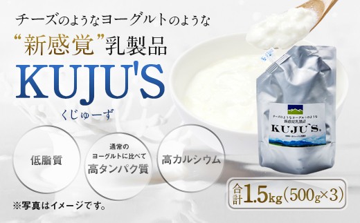 
KUJU'S くじゅーず 家庭用パックタイプ 500g×3パック チーズ プレーン 無糖 乳製品 低脂肪 高カルシウム スキール
