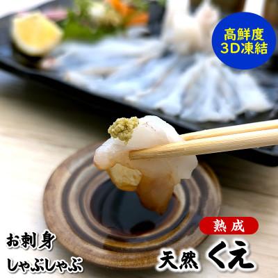 ふるさと納税 新温泉町 熟成　刺身・しゃぶしゃぶ用　天然クエ　2パック　高鮮度3D凍結 小分け 高級魚アラ 生食可の白身魚