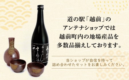 銘酒「飛鳥井」純米大吟醸 720ml ＆ 越前焼（徳利1個ぐい飲み2個）セット【地酒 陶器 詰め合わせ】 [e34-b003]