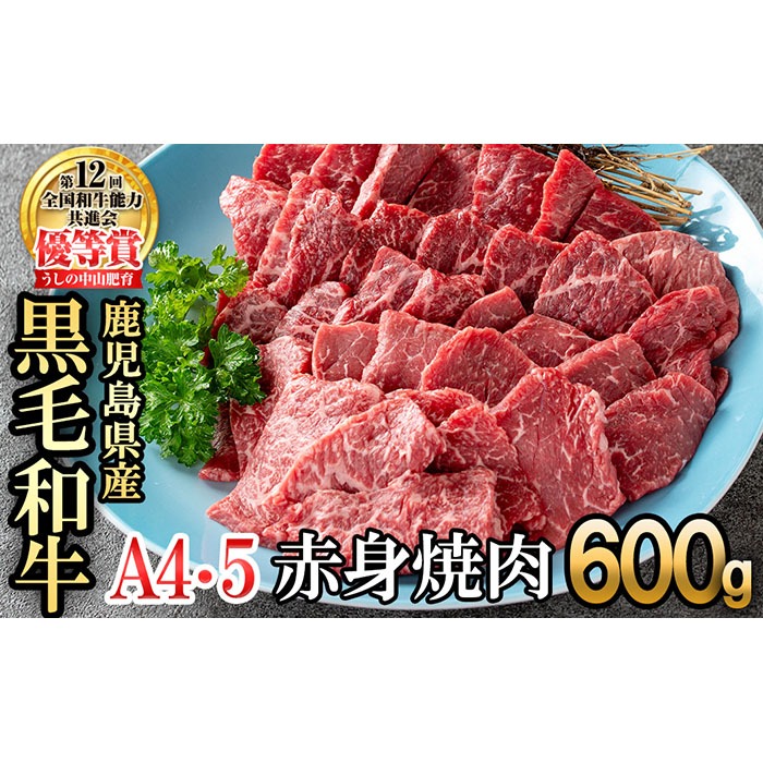 【数量限定】鹿児島県産 A4・A5等級うしの中山黒毛和牛赤身焼肉用600g b0-197