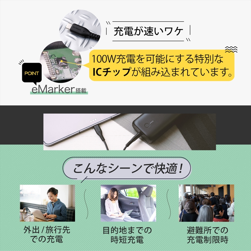 Owltech(オウルテック) しなやかで断線に強い しかもノートPCも充電OK PowerDelivery100W対応　Type-C to Type-Cケーブル OWL-CBKGBCC20-BK