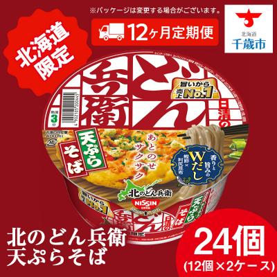 ふるさと納税 千歳市 【定期便12カ月】日清 北のどん兵衛 天ぷらそば [北海道仕様]24個