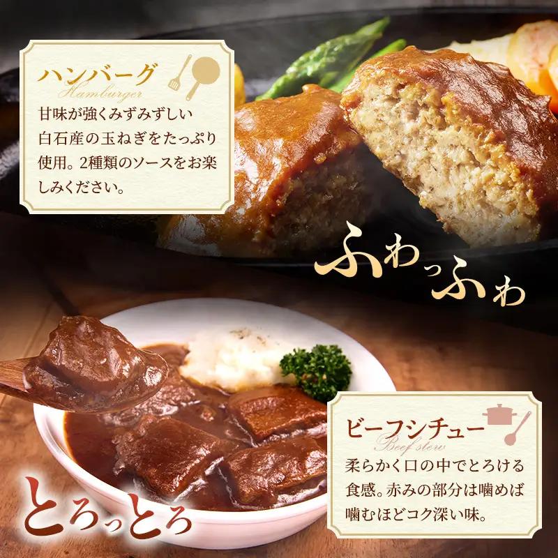 ハンバーグセット ビーフシチュー 九州産牛豚肉 ふわふわ ハンバーグセット【ハンバーグ6個 シチュー4個】【冷凍】