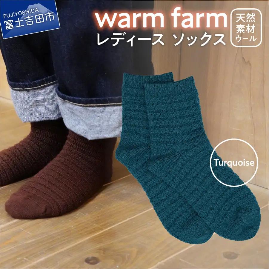 光吸収発熱ウール「ウォームファーム　ソックス」ターコイズ アウトドア 日用品 ファッション 雑貨 バナウォーム 天然繊維