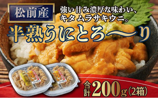 松前 半熟うにとろ～り  冷凍ウニ ウニ うに 半熟 キタムラサキウニ 松前町 北海道