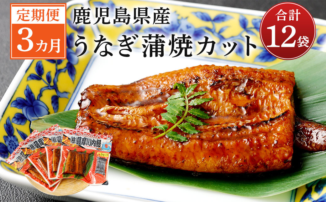 
ES-202【3カ月定期便】 鹿児島県産うなぎ蒲焼きカット 約75g×4袋×3回 タレ付き
