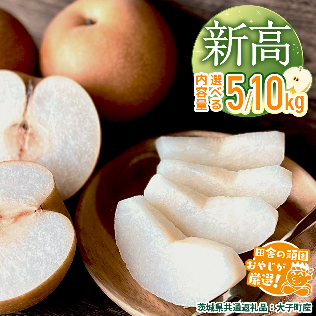 【ふるさと納税】＼ 選べる内容量 ／ 梨 新高 5kg / 10kg 【10月より発送開始】（茨城県共通返礼品 [梨]：大子町産）田舎の頑固おやじが厳選！ なし 新高梨 和梨 フルーツ 果物 くだもの 高糖度 ギフト 茨城