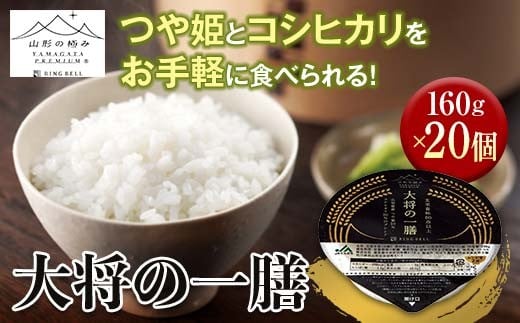 【訳あり】《厳選》山形県産パックごはん 大将の一膳 （つや姫 コシヒカリ使用） 20個 F2Y-6346