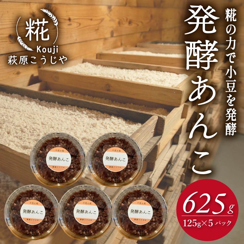 発酵 あんこ 1パック 125g 入り × 5パック 和菓子 糀 米 小豆 あずき 和スイーツ 餡 お菓子 砂糖不使用 自家製 塩麹 静岡 藤枝 PT0158-000006