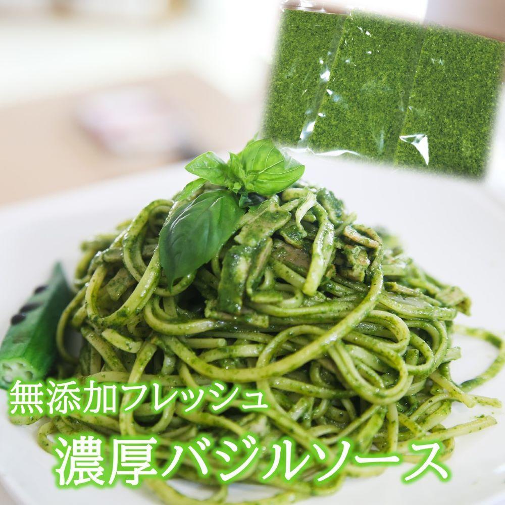 【ふるさと納税】農家だからできる濃厚『無添加　バジルソース』 パック 100g×6 | バジルソース フレッシュ バジル 調味料 国産 スパイス 料理 簡単 パスタ ピザ サラダ ジェノベーゼ 和歌山県 高野町