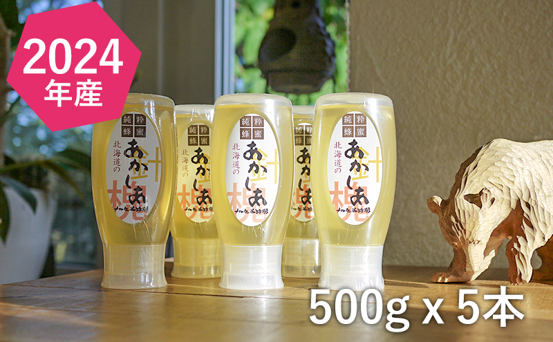 【国産純粋蜂蜜】北海道産 アカシア蜂蜜 2.5kg (500g×5本)［ナルセ養蜂場］【 はちみつ ハチミツ 蜂蜜 ハニー 無添加 天然 健康 美容 料理 無添加 純粋 希少 ギフト プレゼント セット 食べ比べ 詰め合わせ 大容量 自宅用 家庭用 北海道 十勝 幕別 】