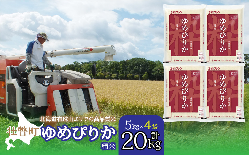 
            【令和7年産 】（精米20kg）ホクレンゆめぴりか（精米5kg×4袋） 【 ふるさと納税 人気 おすすめ ランキング 北海道産 壮瞥 精米 米 白米 ゆめぴりか 甘い おにぎり おむすび こめ 贈り物 贈物 贈答 ギフト 大容量 詰合せ セット 北海道 壮瞥町 送料無料 】 SBTD043
          