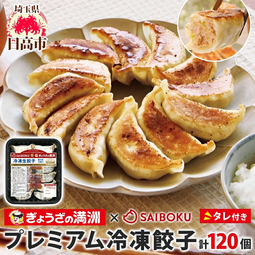【ふるさと納税】プレミアム 冷凍餃子 120個 SAIBOKU ぎょうざの満洲 タレ付き コラボ サイボク ゴールデンポーク ポーク 豚肉 国産 小麦粉 モチモチ 水餃子 冷凍調理 焼餃子ゆで餃子 ギョウザ 夕食 おつまみ 晩酌 埼玉県 日高市