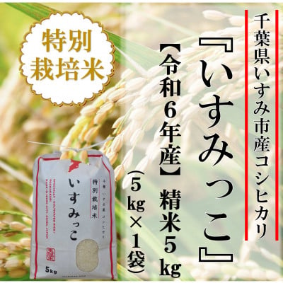 
＜令和6年産米＞千葉県いすみ市産特別栽培米コシヒカリ『いすみっこ』精米5kg(5kg×1袋)【1546632】
