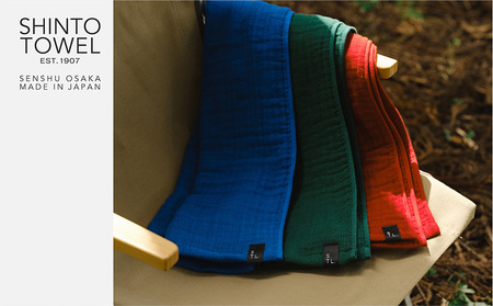 SHINTO TOWEL「2.5重ガーゼ・タオルマフラー」ロングサイズ（ディープレッド）2枚セット オーガニックコットン100%