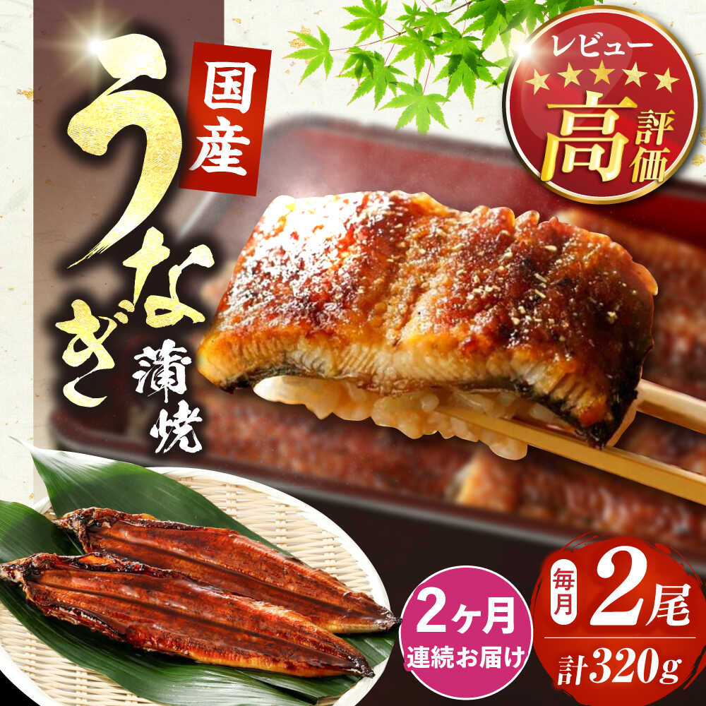 【ふるさと納税】【全2回定期便】福岡県産 うなぎ 蒲焼 大 2尾 合計320g（1尾あたり 160g以上）《豊前市》【福岡養鰻】[VAD034] 蒲焼 ウナギ お祝い プレゼント 贈答 ギフト 国産うなぎ 国産鰻 人気 おすすめ 福岡産
