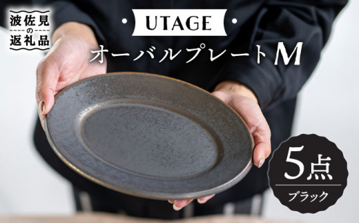 
【波佐見焼】UTAGE オーバル プレート M ブラック 5点セット 食器 皿 【藍染窯】 [JC31]
