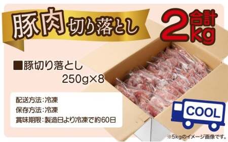 ＜2025年11月発送分＞宮崎県産 豚肉切り落とし 250g×8パック 合計2kg