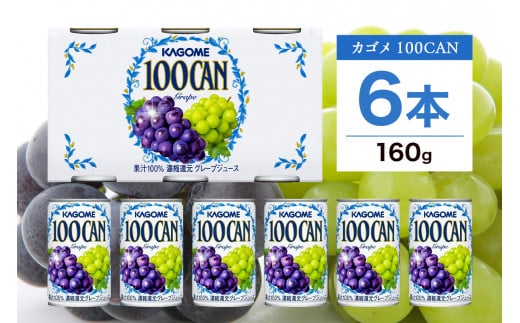 カゴメ 100CAN 160g × 6缶 濃縮還元 グレープジュース 100％ ジュース 砂糖不使用 フルーツジュース かごめ 果汁 果肉 グレープ ぶどう 葡萄 ブドウ フルーツ 飲料 ドリンク 缶 果物 お取り寄せ ギフト 差し入れ 缶ジュース KAGOME 送料無料 那須塩原市 ns038-009