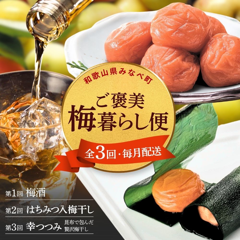 【ふるさと納税】 梅酒 梅干し 定期便 全3回 紀州南高梅 はちみつ梅 昆布包み梅 和歌山県みなべ町産 ご褒美 お取り寄せ グルメ 女性 人気 贈り物
