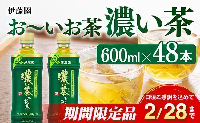 
            【期間限定】お～いお茶 濃い茶600ml×48本 PET【緑茶 お茶 ペットボトル セット 備蓄 ソフトドリンク ケース お～いお茶】
          