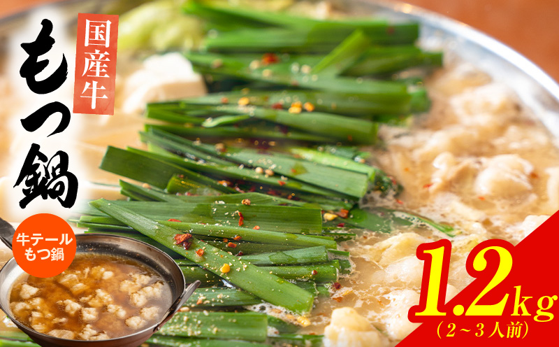 【特別規格】本格もつ鍋セット 2〜3人前【総量1.2kg 国産牛モツ100% 牛テールもつ鍋 スープ 薬味 付き 惣菜 鍋セット 期間限定 スピード発送】