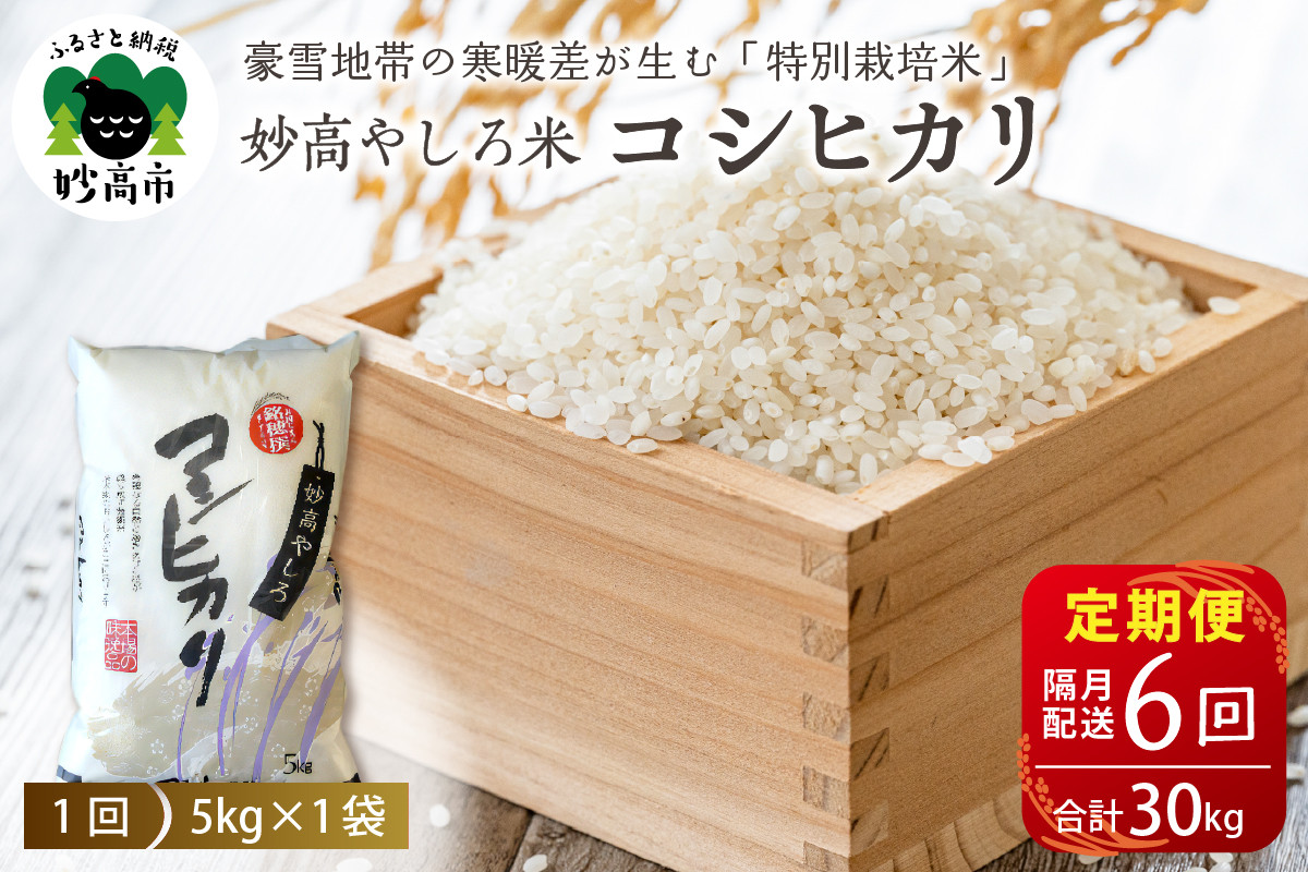 
                  【先行予約】令和8年産【定期便：隔月6回】新潟県 妙高やしろ米 コシヒカリ30kg(5㎏×6回) 【11月中旬より発送】 定期便 隔月 お米 米 コメ 精米 新潟 妙高市 米どころ こめ ご飯 ごはん ライス 弁当
                