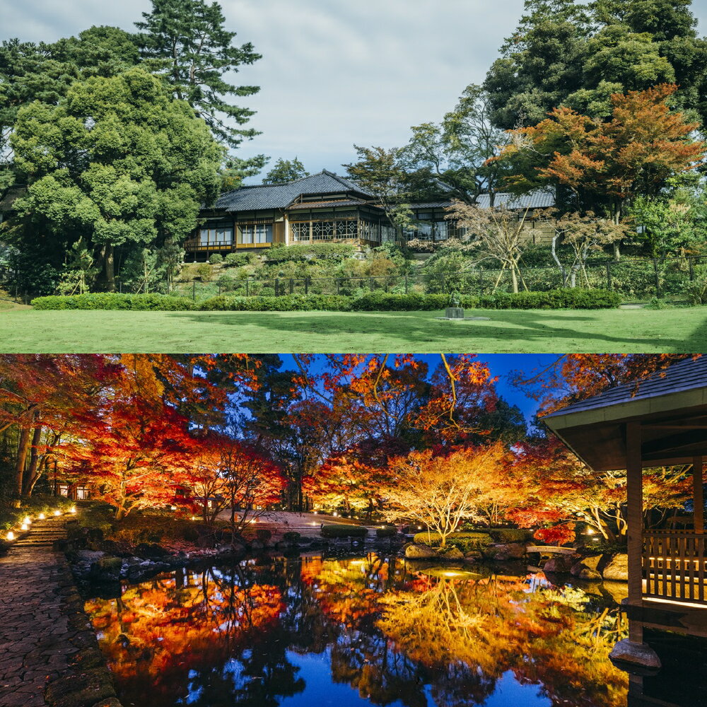 【ふるさと納税】荻外荘・大田黒公園プライベートタイム （3時間 （18：00～21：00） ／ 1回） ／ チケット 体験チケット 券 利用券 荻外荘 大田黒公園 紅葉 ライトアップ 紅葉の名所 秋の名所 貸切 貸し切り 歴史建築物 史跡 登録有形文化財 東京都 杉並区 送料無料