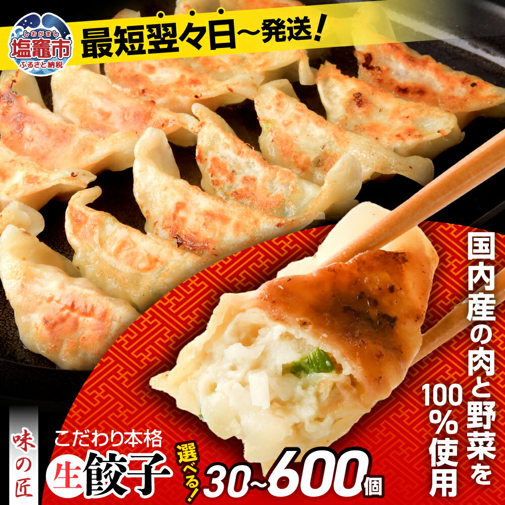【ふるさと納税】餃子 生餃子 30個 50個 80個 600個 お試し 本格 生餃子 選べる 定期便 3回 6回 味の匠｜ 豚肉 防腐剤 無添加 ギョーザ ギョウザ ぎょうざ 冷凍 冷凍食品 お取り寄せ 大容量 惣菜 中華 ラーメン 国産 宮城県 塩竈市 塩釜市 ギフト