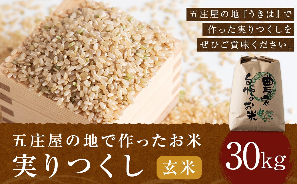 
                  五庄屋の地で作った お米 実りつくし 玄米 30kg 米 ご飯 国産 九州産 福岡県 うきは市 【2026年1月下旬発送開始】
                